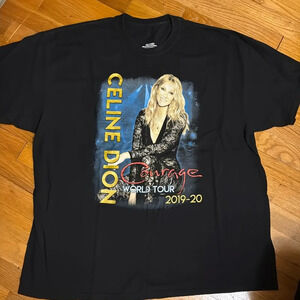 2019-2020 CELINE DION Courage World Tour Concert T-Shirt Black Short Sleeve 2XL